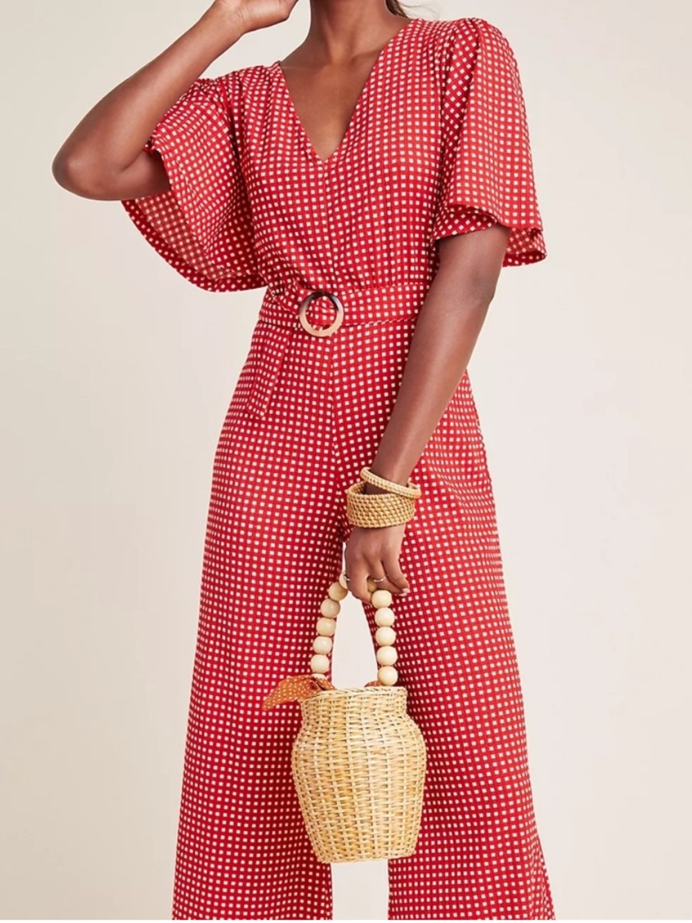 Anthropologie Margaret Belted red Jumpsuit romper 12